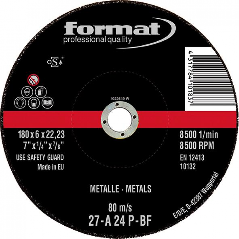 картинка Диск шлифовальный офсетный сталь/литье 180х6мм FORMAT 8027 0180 Fplus от магазина "Элит-инструмент"